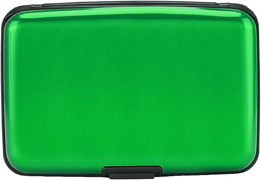 ELFISH RFID Blocking Credit Card Protector Aluminum ID Case Hard Shell Business Card Holders Metal Wallet for Men or Women (green)