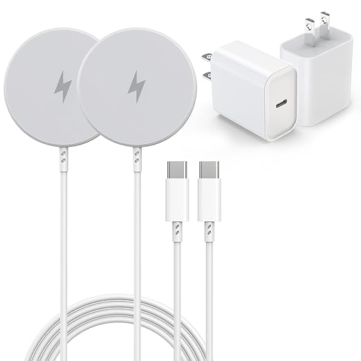 Magnetic Wireless Charger for iPhone 16, 2 Pack 15W 6FT Fast Apple Mag-Safe Charger, with USB C Apple Fast Charging Block Adapter for iPhone 16/16 Pro/Pro Max/15/14/13/12 Series, AirPods 3/2/Pro/Pro 2