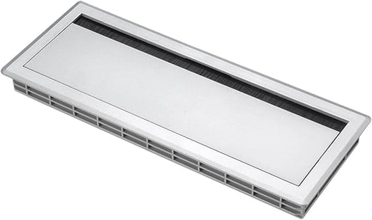 Cable Box Wire Organizer Cable Management Box Wire Holder Flip Brush Aluminum Alloy PP Dustproof Embedded Design Suitable for Office Desk, Silver