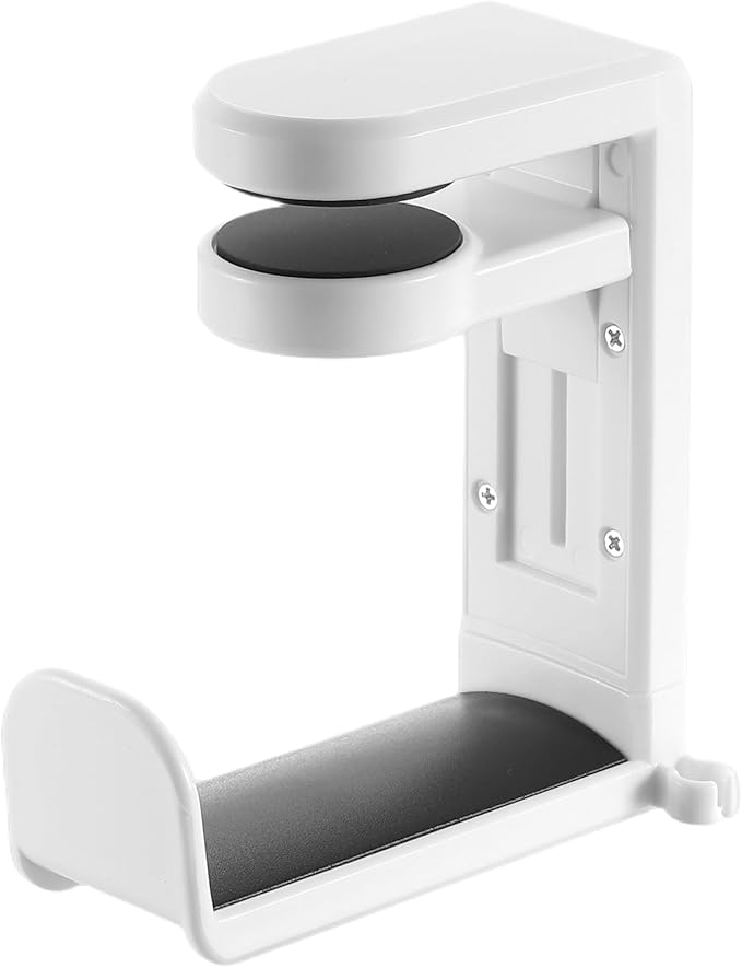 HARFINGTON Headphone Stand Holder 360 Degree Adjustable Clamp Desk Hook Clamp 0.39"-1.65" Clamping Range PC Gaming Headset Stand for Headphone Earphone, White/Black