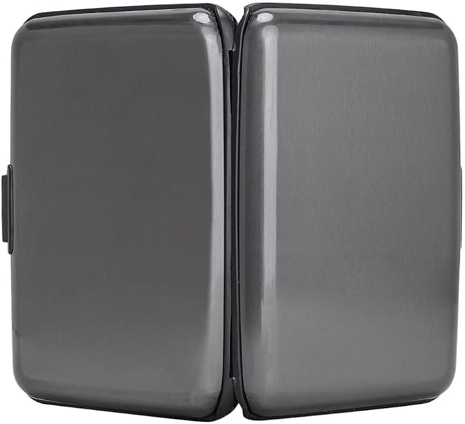ELFISH RFID Blocking Credit Card Protector Aluminum ID Case Hard Shell Business Card Holders Metal Wallet for Men or Women（Gray