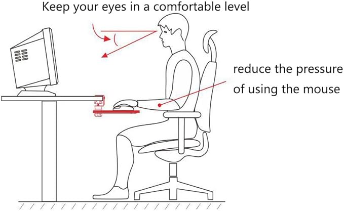 Clamp-on Mouse Tray Under Desk Adjustable Clamp Rotating Wrist Mouse Extended Holder for Desks Computer Platform Tray Padding Arm Rest Pad Black