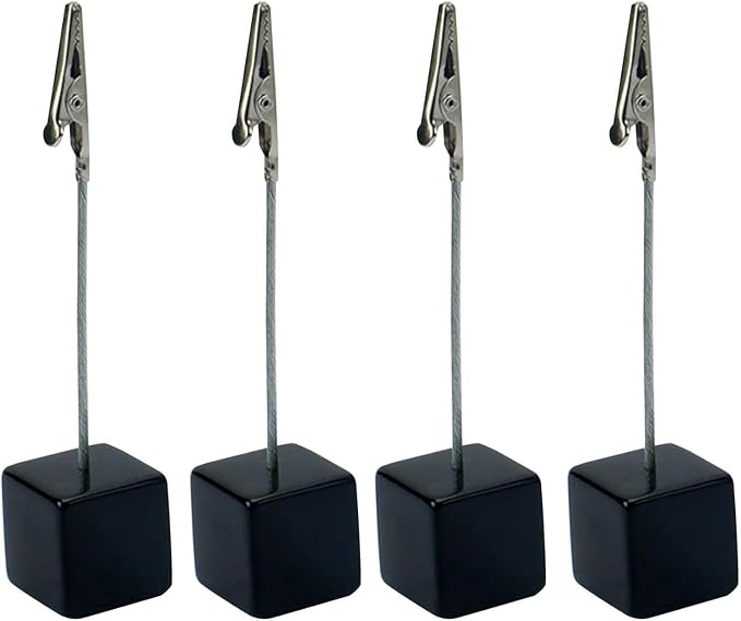 4Pcs Black Memo Clip Holders Stand with Alligator Clasp Pictures Card Paper Note Clip Office Memo Holders for Office Home Use, Office Memo Holders