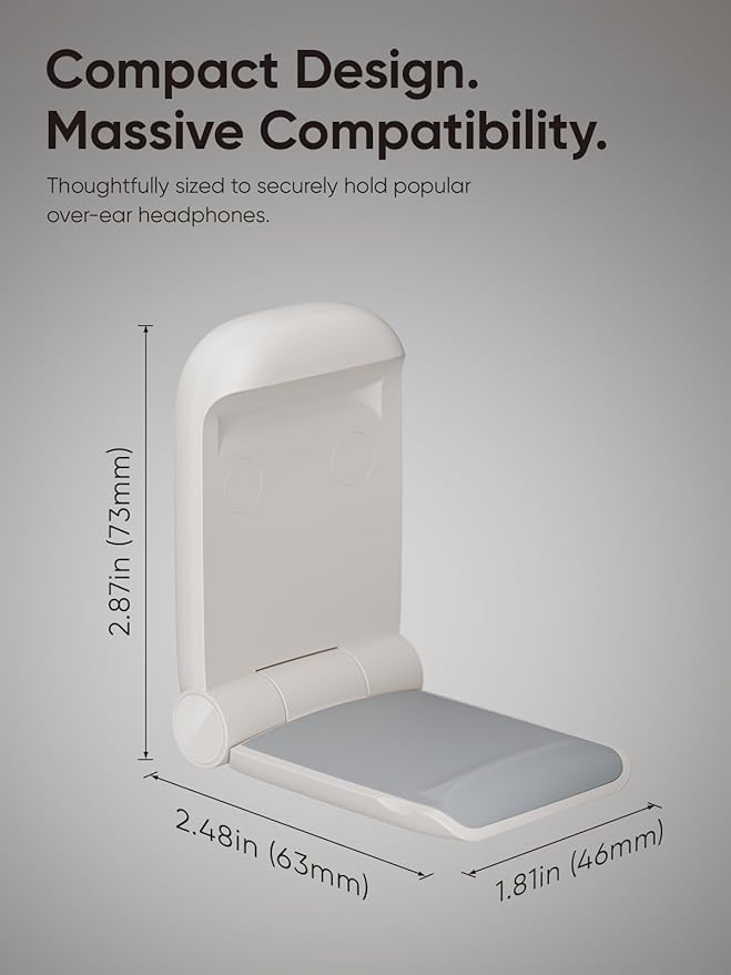 MAMUVIMO Headphone Stand, Headset Stand Foldable ＆ Sticky, Headphone Holder Hook Mount with Non-Slip Silicone, Adhesive Earphone Desk Hanger Clip Space-Saving for Airpods Max, All Earphones- Starlight