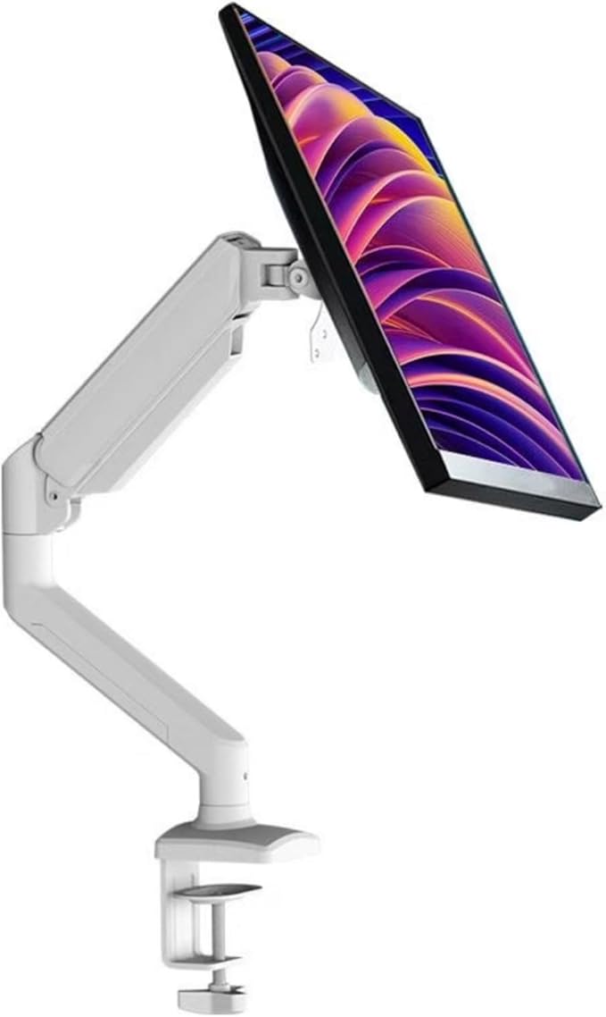 Monitor Stand, Balanced Robotic arm Desktop Stand, Elevated Desk, Computer Desktop Suspended air Pressure arm 17-32 inch White Hanging Rack