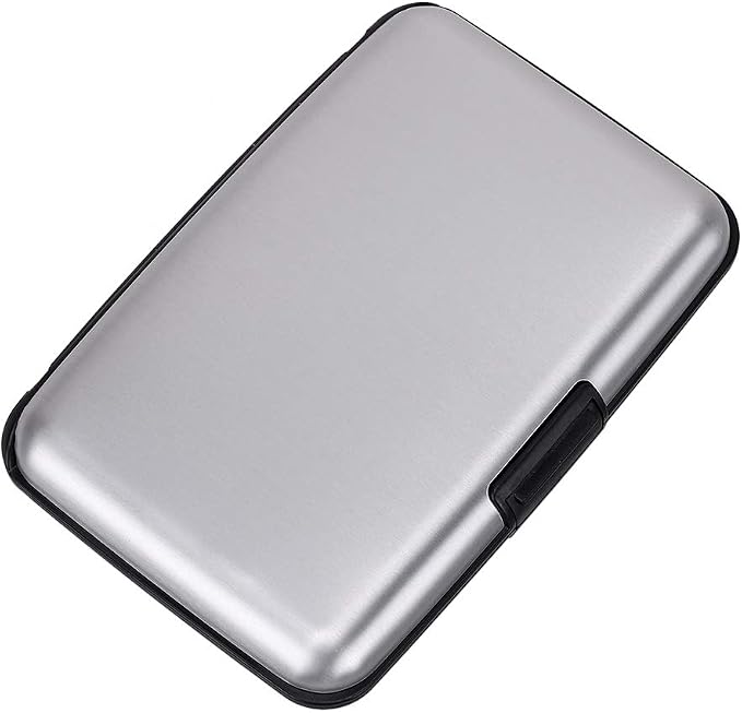 ELFISH RFID Blocking Credit Card Protector Aluminum ID Case Hard Shell Business Card Holders Metal Wallet for Men or Women (silver)