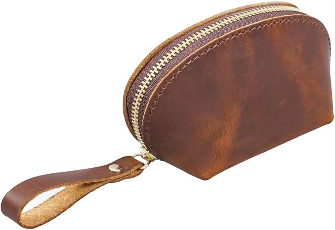 1 Pcs Leather Mini Medieval Coin Pouch, Coin Organizer, Change Holder, Cute Genuine Leather Coin Purse,Leather zipper Pouch for Men & Women