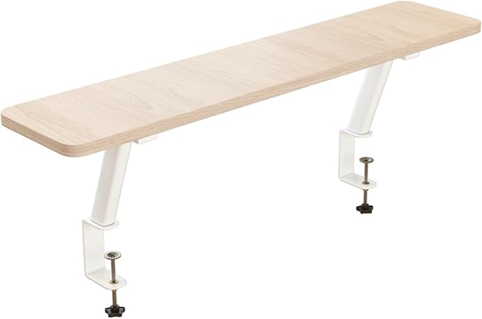Clamp on Desk Shelf, Clamp on Shelf Stand for Monitor, Clamp-on Desk Mount Monitor Riser Computer Stands, C-Clamp Design with Rubber Pad, Clamp on Base, Spacious Storage Space(Wood,60x20cm)