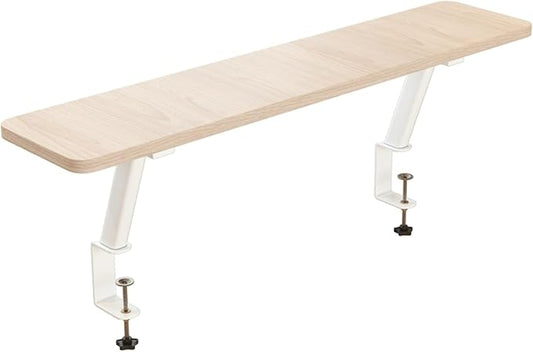 Clamp on Desk Shelf, Clamp on Shelf Stand for Monitor, Clamp-on Desk Mount Monitor Riser Computer Stands, C-Clamp Design with Rubber Pad, Clamp on Base, Spacious Storage Space(Wood,60x20cm)