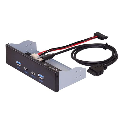 chenyang 5.25" Front Panel CD-ROM Bay USB 3.0 & USB-C HUB 4 Ports Motherboard Adapter