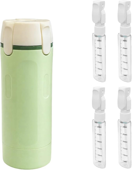 4 in 1 Travel Dispenser Bottle Set - 30ml x4 TSA Approved Leak Proof Airless Pump Bottles, Refillable Small Containers for Shampoo Lotion, Portable Travel Toiletries for Carry On (Key Lime)