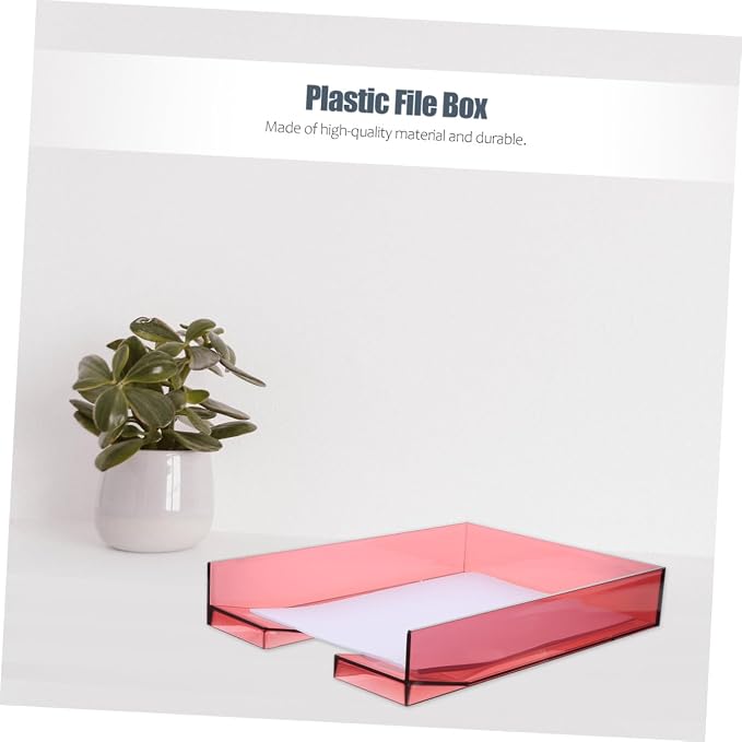 Angoily Stackable File Organizer Box for A4 Papers Lightweight Plastic Document Storage Case Multifunctional Desktop Organizer for Office Use