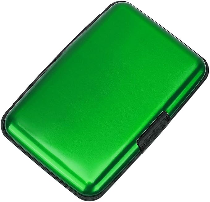 ELFISH RFID Blocking Credit Card Protector Aluminum ID Case Hard Shell Business Card Holders Metal Wallet for Men or Women (green)