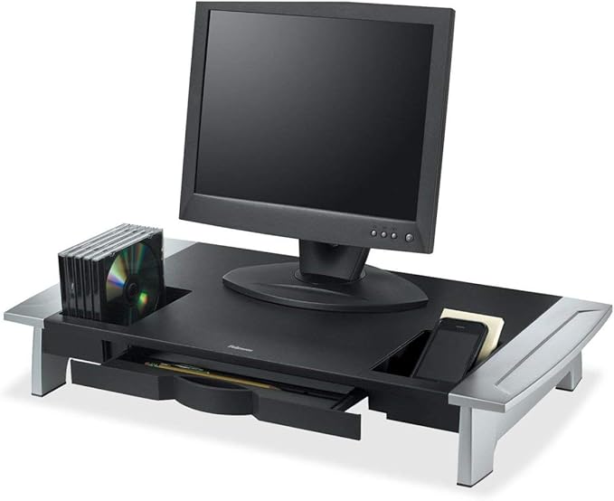 Fellowes Office Suites Premium Monitor Riser, Monitors up to 80 lbs.,Black/Silver (8031001)