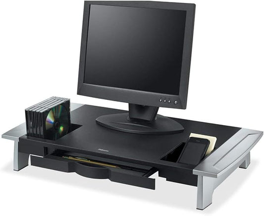 Fellowes Office Suites Premium Monitor Riser, Monitors up to 80 lbs.,Black/Silver (8031001)