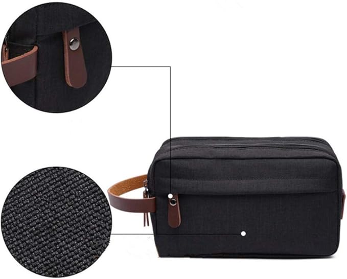 Tumecos Men’s Toiletry Bag Leather Waxed Canvas Shaving Dopp Kit Travel Accessories Organizer Bag