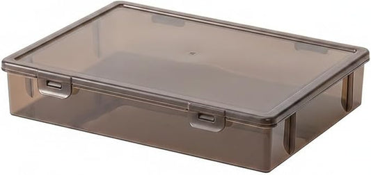Stackable Document Storage Box with Lid, Rigid PP Plastic File Organizer for Letter & A4 Papers, Brown