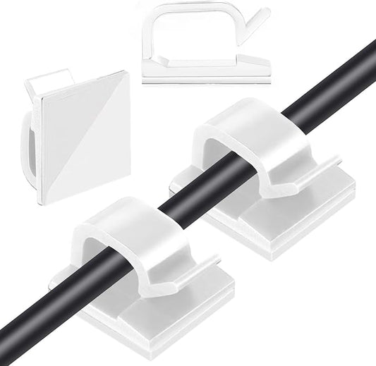 3/4 in Adhesive Cable Clips, 120pcs Outdoor Light Clips, Cord Clips, Sturdy Wire Clips, Finisher Wire Clamp for Home, Car, Office Wire Management Clips (White, 3/4"-120PCS)
