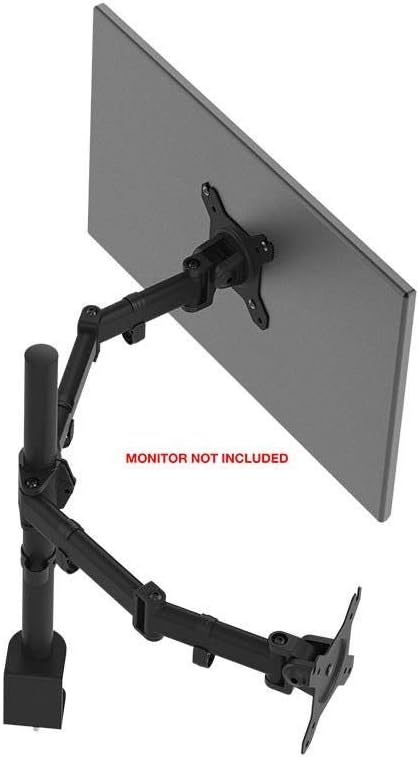 Monoprice Essential Dual Monitor Articulating Arm Desk Mount - for Displays 13in to 27in, VESA 75x75 to 100x100, Max Weight Capacity 17.6 Lbs Each Screen, Cable Management, Rotating, Black