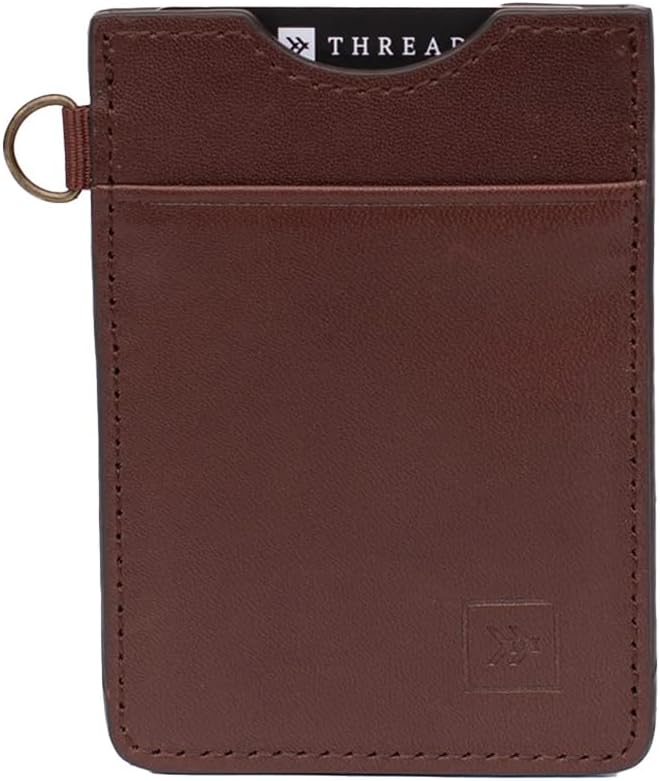 Thread Wallets Ultra Slim Minimalist Leather Card Holder Wallet (Chocolate)