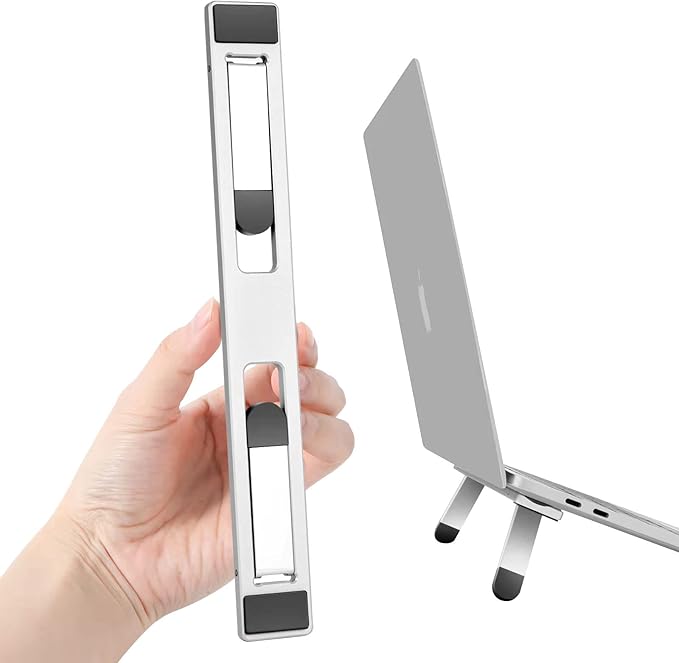 Riser for Desk,Pop up Laptop Stand,Adjustable Height Self-Adhesive Portable Laptop Stand with Feet, Extend Leg,Foldable Computer Stand for 10??17??Models MacBook Air, Keyboard etc.