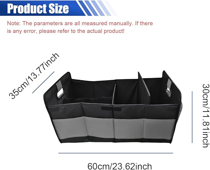 Car Trunk Organizer, Large Capacity Oxford Cloth Car Storage Box, Collapsible Multi-Compartment Organization Container, Waterproof Auto Interior Storage Accessories (Gray)