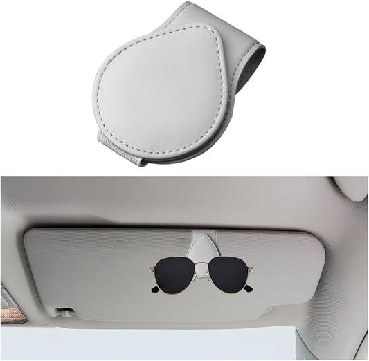 Mandark Magnetic Sunglass Holder for Car Visor, Leather Vehicle Eyeglass Hanger Clip, Automotive Interior Ticket Card Glasses Organizer Clamp Accessories, Universal for SUV, Sedan, Truck(Gray)
