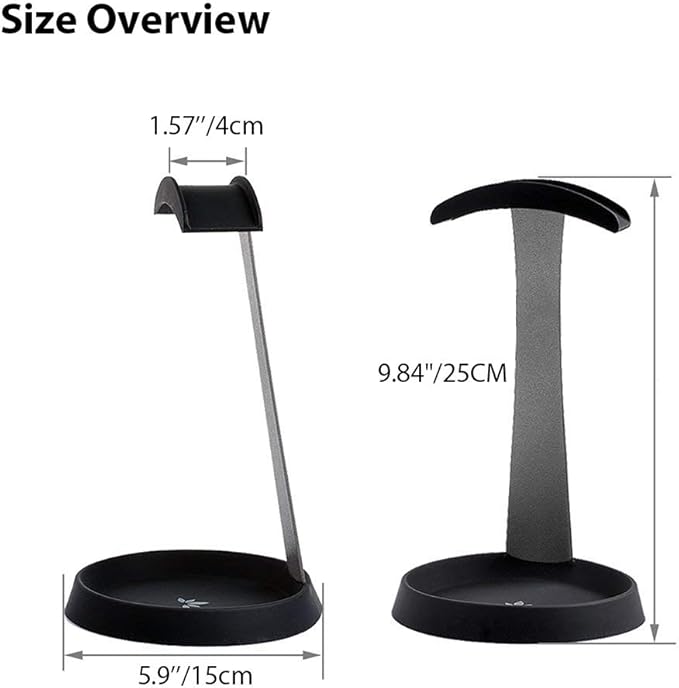 Avantree HS102 - Metal & Silicone Headphone Stand Hanger with Cable Holder, Black Desk Earphone Mount Rack, Fancy Music Studio Accessories