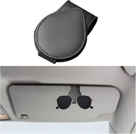 Mandark Magnetic Sunglass Holder for Car Visor, Leather Vehicle Eyeglass Hanger Clip, Automotive Interior Ticket Card Glasses Organizer Clamp Accessories, Universal for SUV, Sedan, Truck(Black)