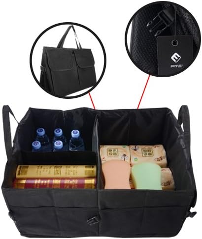 Car Cargo Trunk Organizer, 600D Oxford Polyester Folding Trunk Organizer Back seat Organizer Storage Bag Container Black