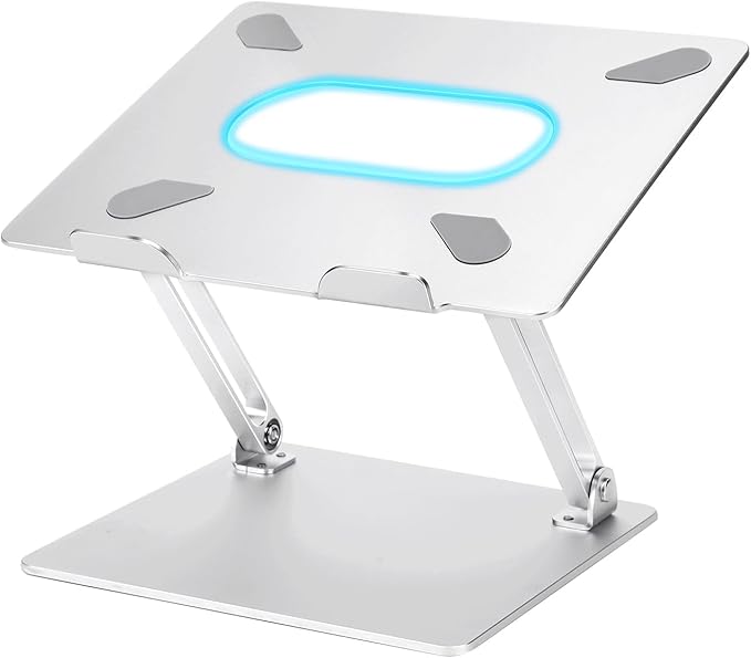 Laptop Stand for Desk, Ergonomic Aluminum Laptop Stand Adjustable Height, Foldable Laptop Riser for 10-17 Inchs Laptop(Silver)