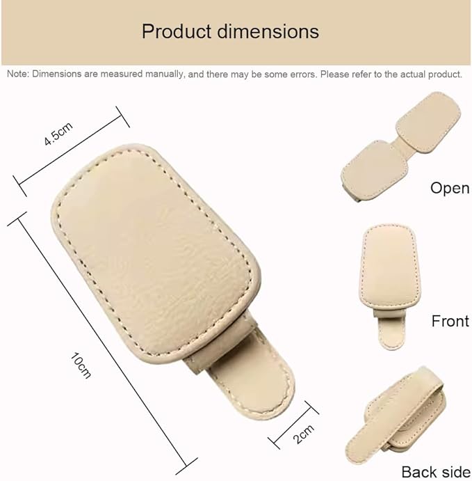 Sunglass Holder for Car Clip for Car Visor Upgrade Magnetic Leather Visor Sunglasses Clip Ticket holder，2 Packs (Beige 2PCS)