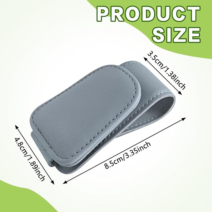 Sunglass Holder for Car, Sunglasses Clip for Car Visor, Magnetic Leather Vehicle Eyeglass Hanger Clip, Auto Ticket Card Glasses Organizer Clamp Accessories for SUV Sedan (Light Gray)