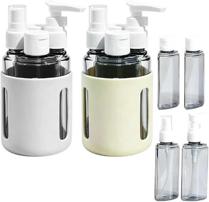 4 in 1 Travel Dispenser Bottles – 2026 New Leak Proof Portable Dispenser Bottle Set for Shampoo, Conditioner, Lotion & Cream, 4pcs 60ml Travel Dispensers for Vacation & Business (Set N)