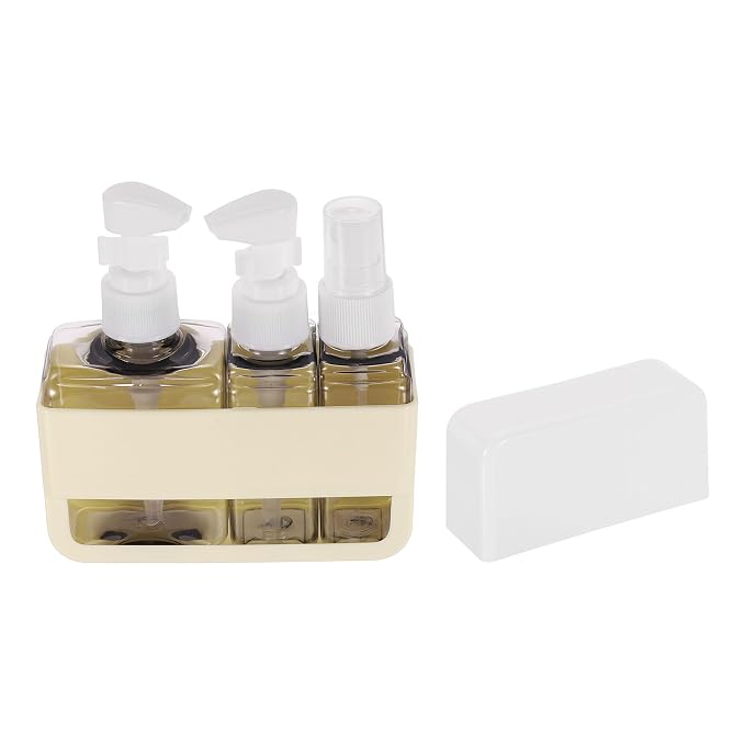 Travel Toiletries Bottles Set, Reusable 3-in-1 Kit Liquid Bottles Containers Leak Proof Spray & Lotion with Labels - Fitting for (Travel/Hotel/Gym/Perfume), 3Pcs & 50/100ml & Beige