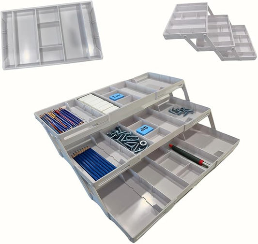 3 Tier Drawer Organizer, Multi Level Smart Drawer Organizer for Desk, Expandable Organizer for Office, Makeup, Jewelry, Kitchen, Folding Storage for Home and Office Drawers & Craft Organizer ??White