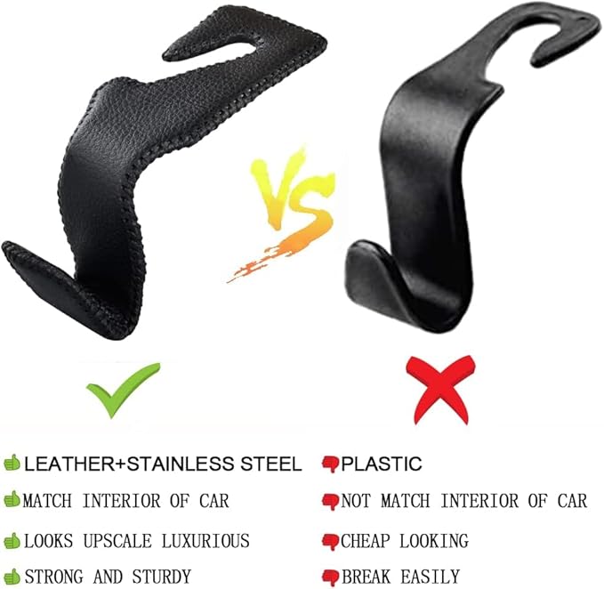 yicheyiyou Car Hooks Universal Car Vehicle Back Seat Headrest Hanger Holder Hook Microfiber Leather & Stainless Steel for Bag Purse Cloth Drink Grocery (Green)