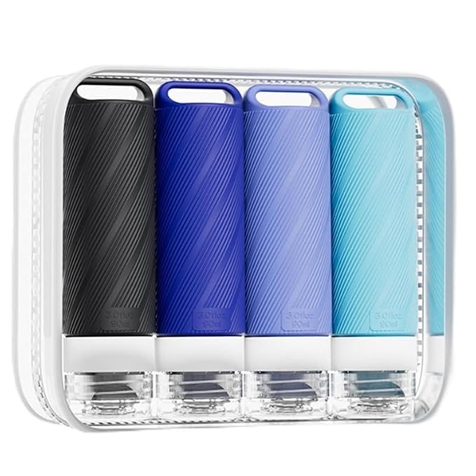 5 packs of toiletries travel bottles, TSA Approval silicone travel containers, leak proof refillable shampoo and conditioner are essential for travel, fitness, business trips, office use(blue)