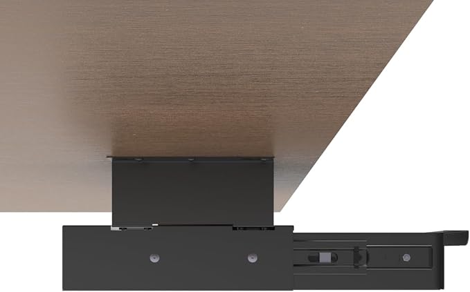Under Desk Drawer Sliding Out Attachment with Shell, 15.6" x 10" x 5.07" Pull Out Lockable Drawer Storage Organizer with Cable Mangement for Workbench or Standing Desk with High Crosspiece