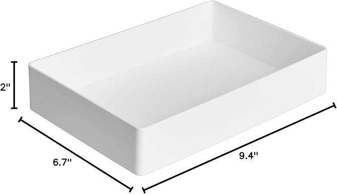 Amazon Basics Rectangular Plastic Desk Organizer with Storage Trays, Accessory Tray, Drawer Organizer, 9.4 x 6.7 x 2 inch, White