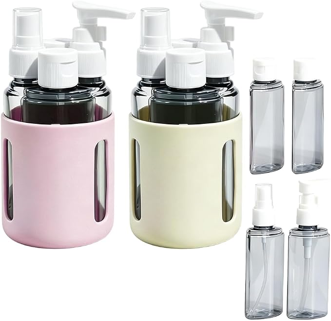 4 in 1 Travel Dispenser Bottles – 2026 New Leak Proof Portable Dispenser Bottle Set for Shampoo, Conditioner, Lotion & Cream, 4pcs 60ml Travel Dispensers for Vacation & Business (Set O)
