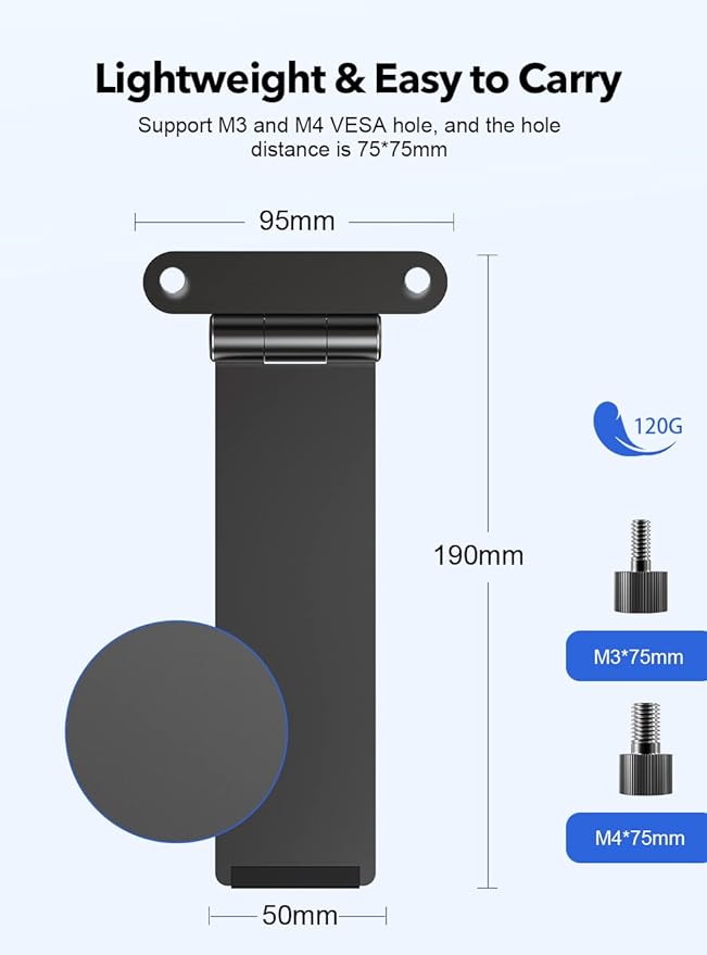 UPERFECT Portable VESA Monitor Stand with Hand Screw, 7 to 18.5 inch Freestanding VESA Monitor Desk Mount with Swivel/Tilt/Rotation, Fits Screen with M3/M4*75MM