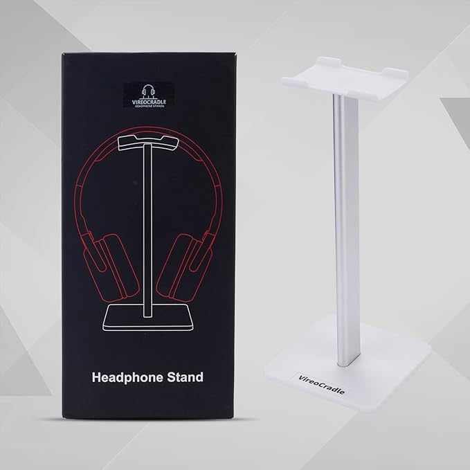 Headphone Stand for Desk - U Shaped Universal Headset Holder with Flexible Headrest, Sturdy Gaming Headphone Holder for Desk, Anti-Slip Base Headset Stand, Compatible with most Headphones (White)