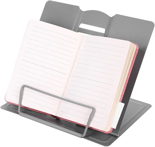Book Stand Reading Adjustable Standing Kitchen Foldable Tray and Page Paper Rest Holder Document, Cookbook, Textbooks, Music Books Portable Metal Stand for Office Home Student