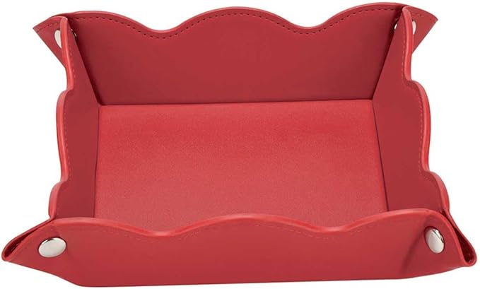 Valet Tray for Men Women - PU Leather Travel Catchall Tray Organizer - Desk Bedside Nightstand Storage Box for Jewelry Key Phone Remote Controller Wallet Watch Glasses Coin Readers -Red