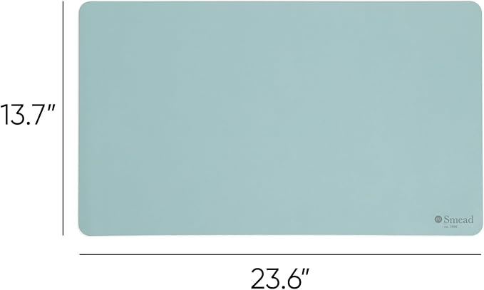 Smead Desk Pad, Vegan Leather Desk Mat with Non-Slip Faux Suede Backing, Perfect Desk Organizer for Office Decor, 23.6” x 13.7” Small, Superior Blue (64840)