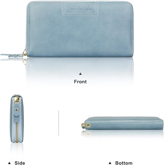 FT FUNTOR Wristlet Wallets for Women, Ladies PU Vegan Leather Clutch Wallet Zip around Phone Purse Card Holder Organizer
