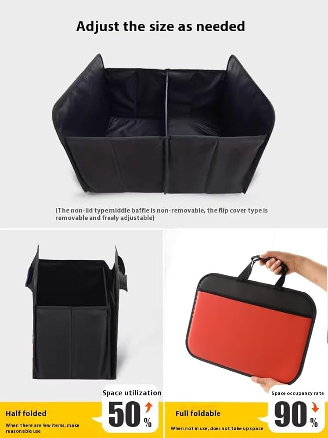 Car Trunk Organizer with, Collapsible Car Trunk Storage Organizer, Car Organizer and Storage for SUV, Truck, Sedan 21.7x17.7x13.4 Inches (Orange)