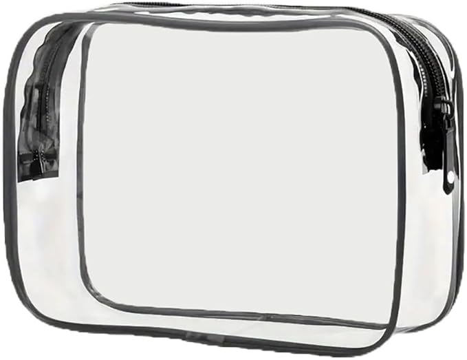 Clear Travel Toiletry Bag, TSA Approved Travel Bags for Toiletries, Quart Size Travel Bag Carry on Airport Airline Compliant Bag, Waterproof Cosmetic Makeup Bag for Women Men (Black)