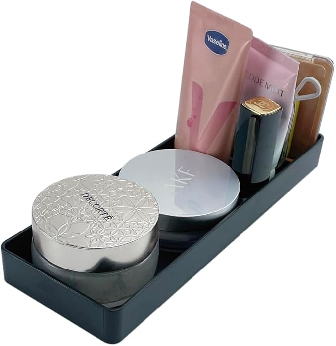 Amazon Basics Rectangular Plastic Desk Organizer, Half Accessory Tray for Office Supplies and Workspace Organization, 9.4" x 3.3" x 1", Black